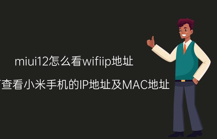 miui12怎么看wifiip地址 如何查看小米手机的IP地址及MAC地址？